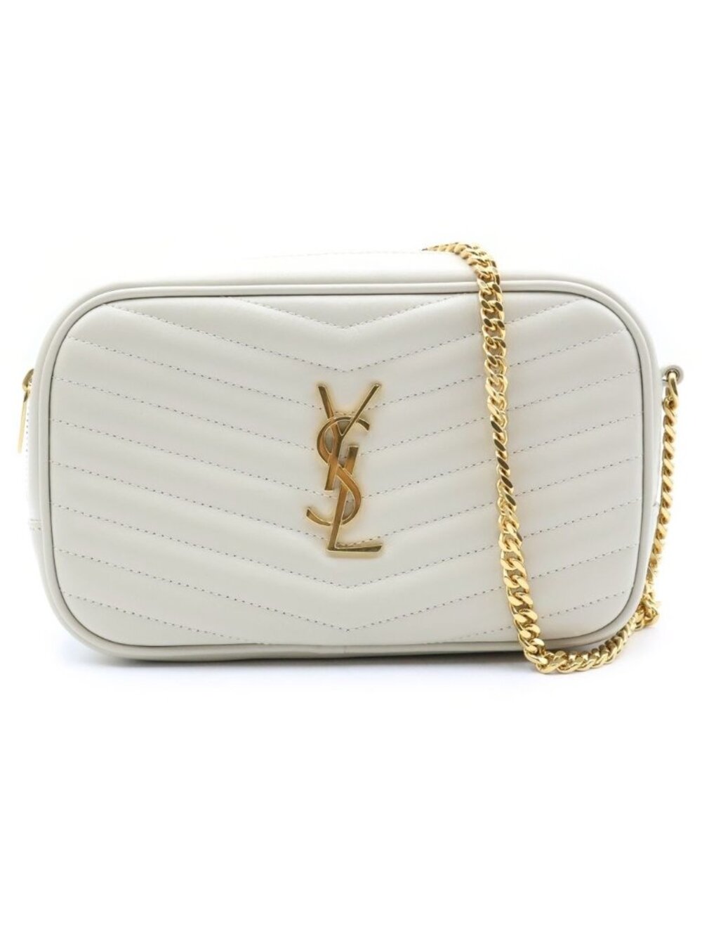 Saint Laurent Lou Camera Bag Chain Ivory Leather Gold